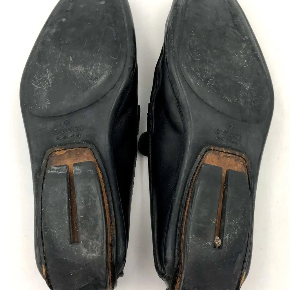 Gucci Men's Black Leather Loafers w/ Gold-Tone Horsebit Detail - Size 9.5 (+COA)